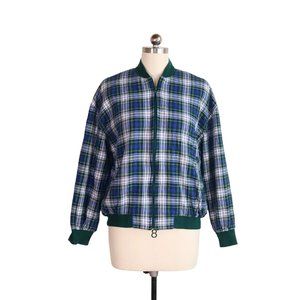 vintage 90s plaid flannel bomber jacket M/L grunge punk preppy retro 1990s vtg